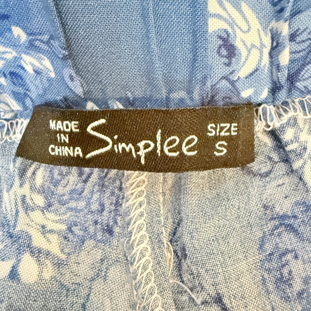 Simplee‎ Blue Floral Wrap Maxi Skirt Tassel Tie Boho Cottagecore Size S - Picture 9 of 11